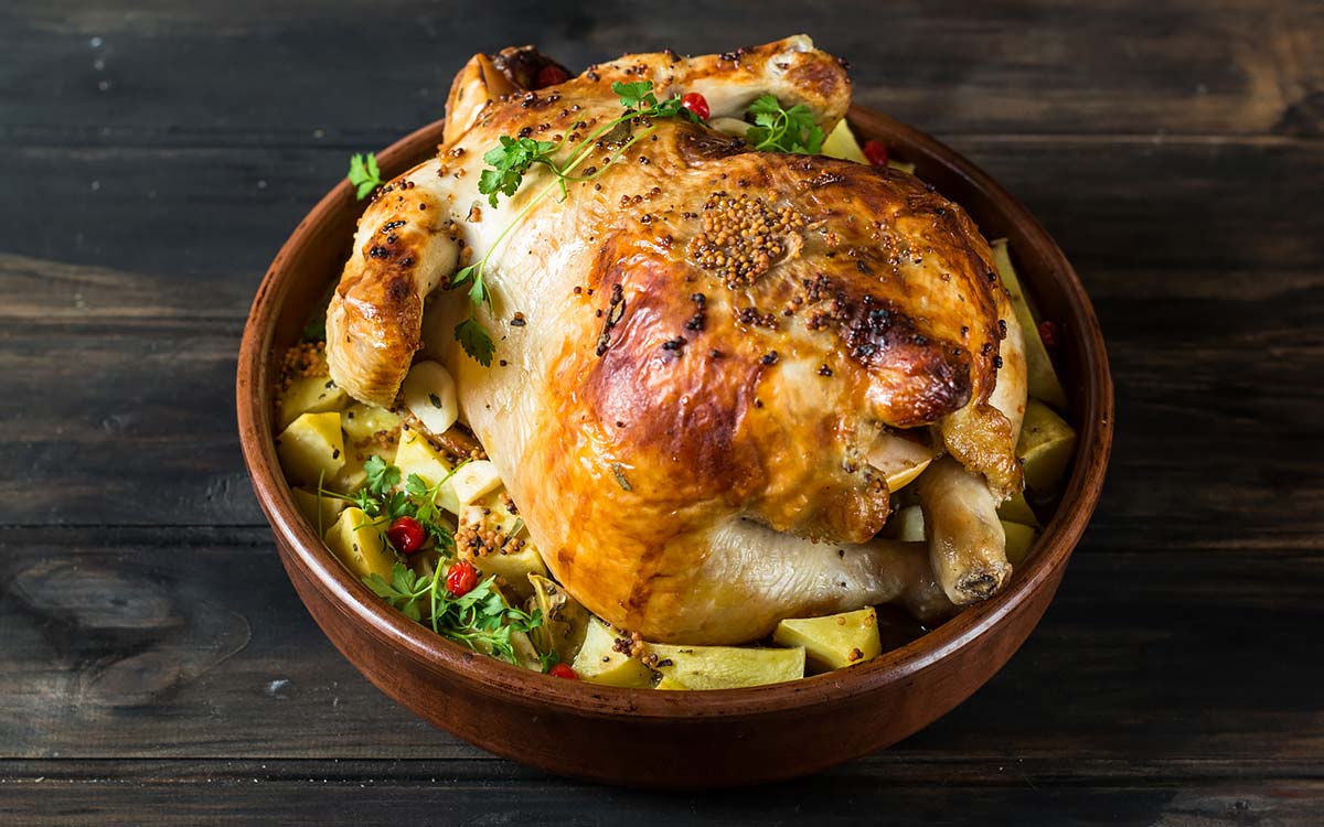 Stuffed Roast Chicken with Pepper Sauce